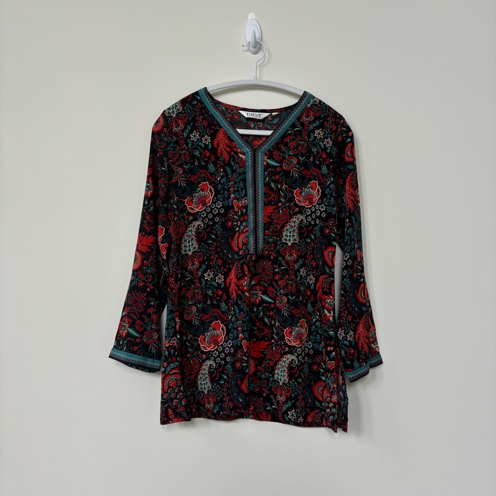Black, Red, and Teal Crepe Kurti